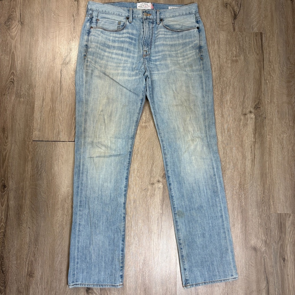 Lucky Brand 121 Heritage Slim Jeans 33x32 Light Stone Wash Faded Made in USA